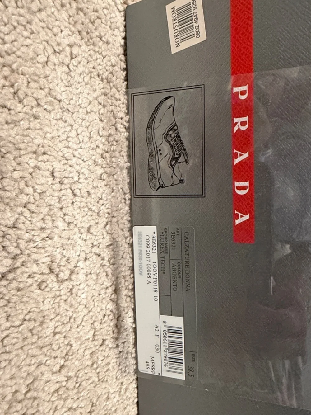 Prada Black and Silver Women's Sneakers - Picture 6 of 6